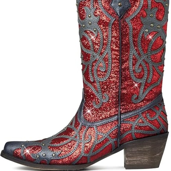 Sparkly Cowgirl Boots Multi Sz - Picture 5 of 9